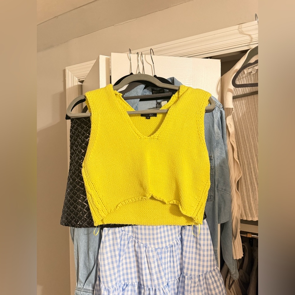 Bright greenish yellow Knit Crop Top